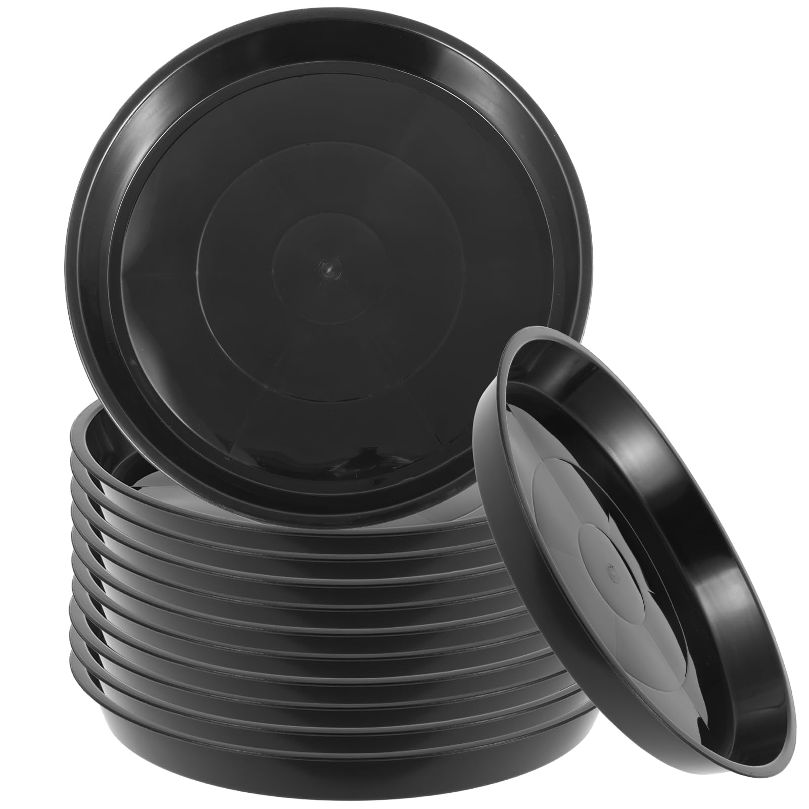 Rainmae Lot de 12 soucoupes rondes en plastique pour plantes - 35 cm - Pour intérieur et extérieur - Sans trous