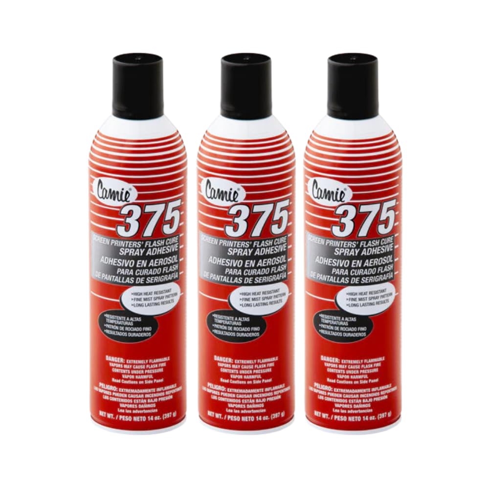 Camie Screen Printers Flash Cure Spray Adhesive - 13 oz. can, 3 Count, Red
