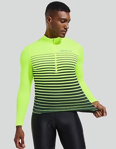 Vista 4 de Spotti Playera de mangas largas para ciclismo, para hombre. Remera para ciclismo, transpirable y de secado rápido.