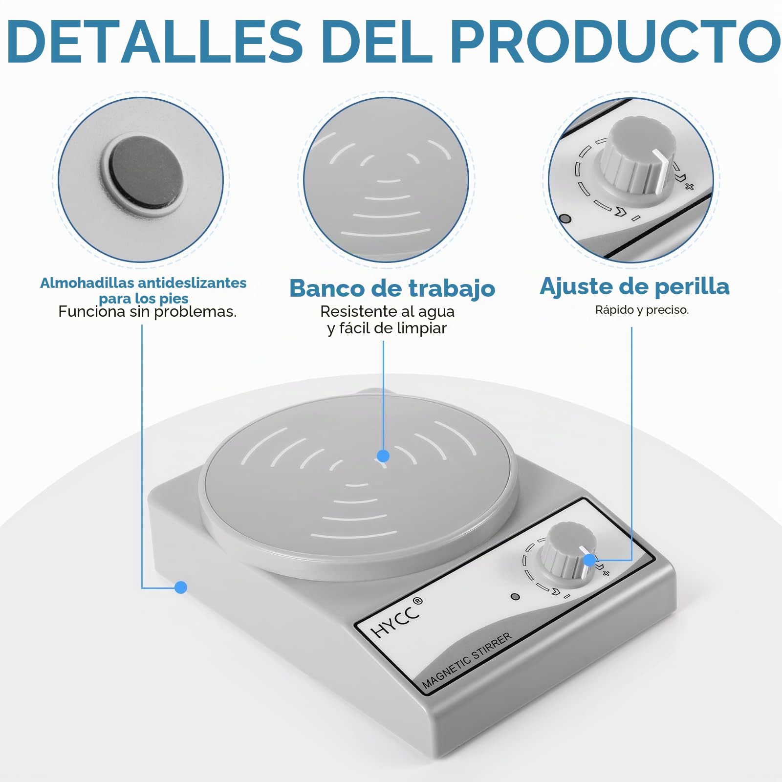 HYCC Agitador magnético, Mezclador magnético de 3000 RPM, Stir Plate MAX Stirring Liquid 3 litros, Agitadores de Laboratorio con Juego de Barra agitadora de y recuperador de Barra agitadora