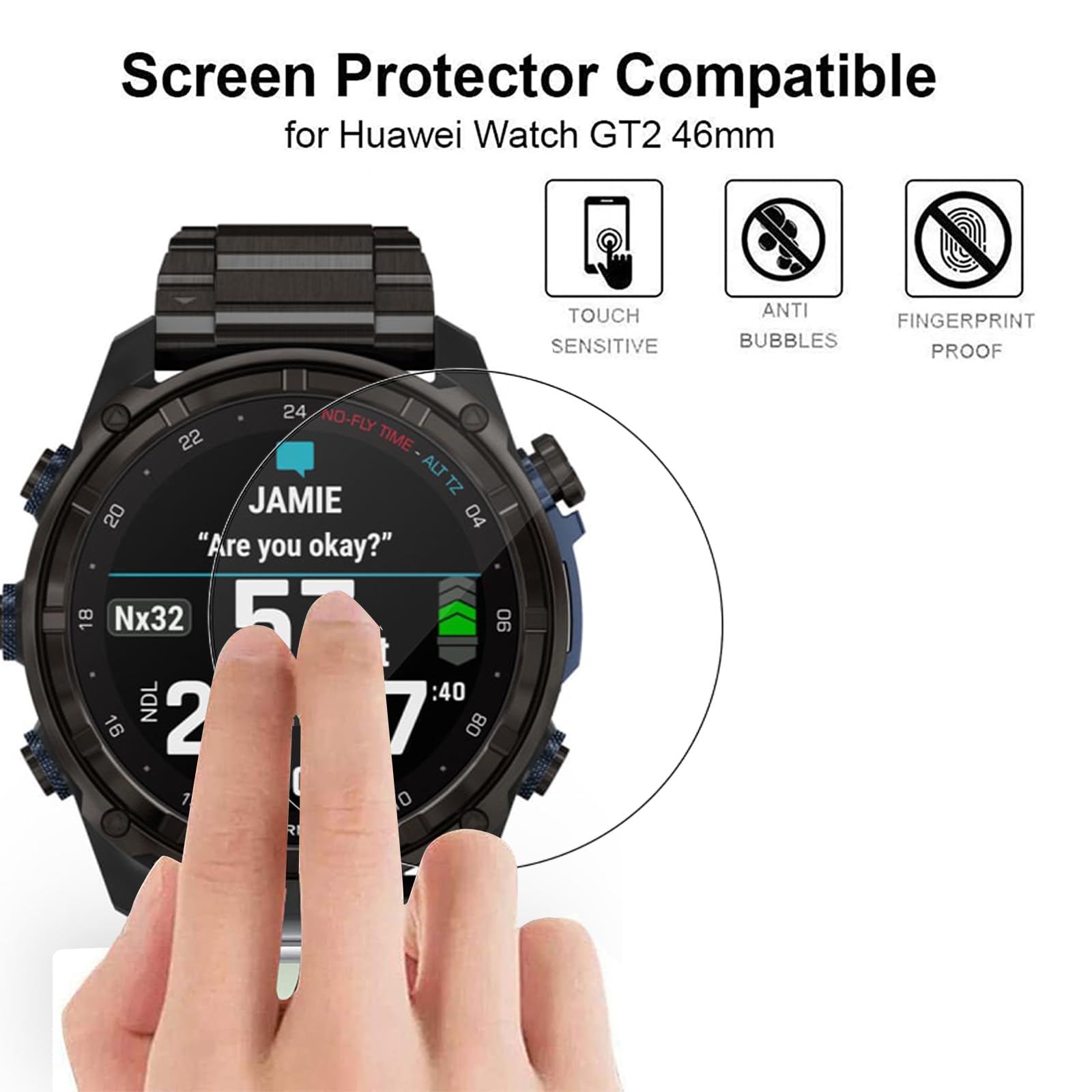Diruite 4 Pièces Protection Écran Pour Garmin Fenix 8 51 Mm Protecteur D' écran,HD Verre Trempé Pour Garmin Fenix 8 51 Mm Screen Protection