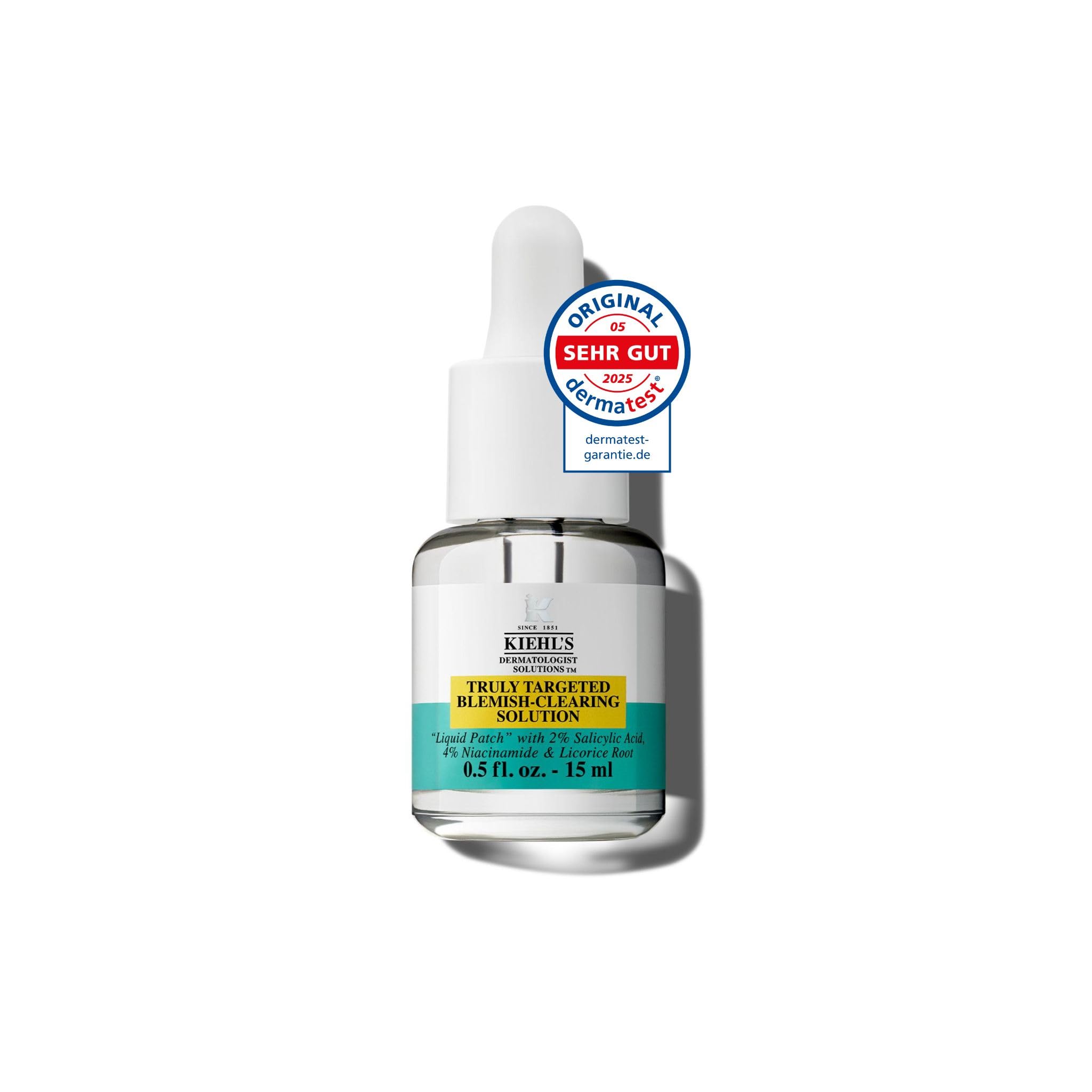 KIEHL'S Truly Targeted Blemish Clearing Solution, 15 ml, unsichtbares, flüssiges Pickel-Patch mit Salicylsäure mildert Farbe und Größe von Pickeln, Pickelpflaster lässt Pickelmale verblassen