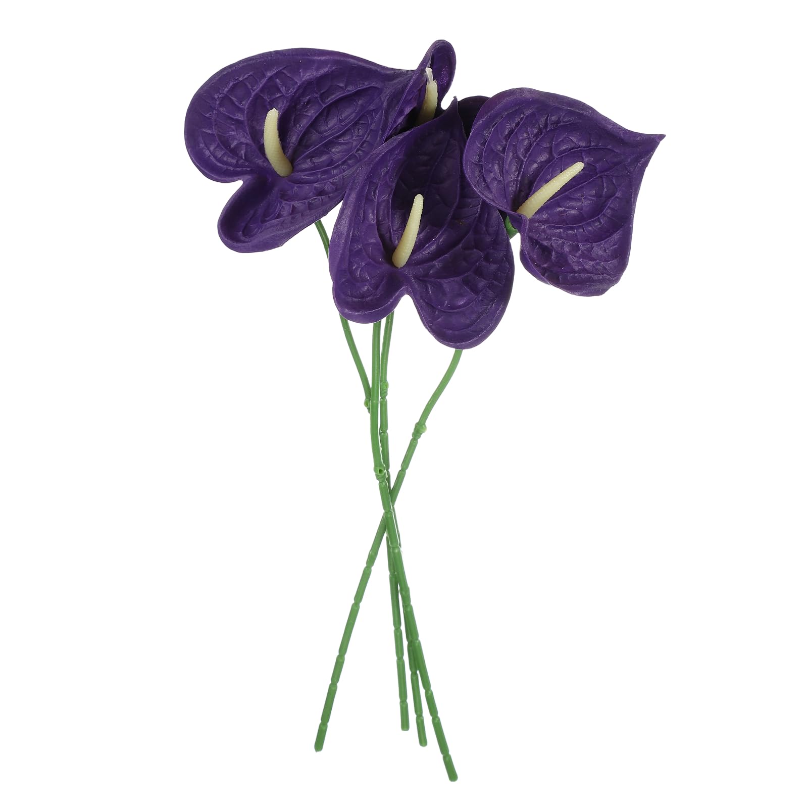 sourcing map 4Pcs 11inch Artificial Anthurium Lily Flowers, Permanent Flower Bouquet for Home Arrangements Wedding Festival Decoration Crafts Store Decor Accessories, Purple