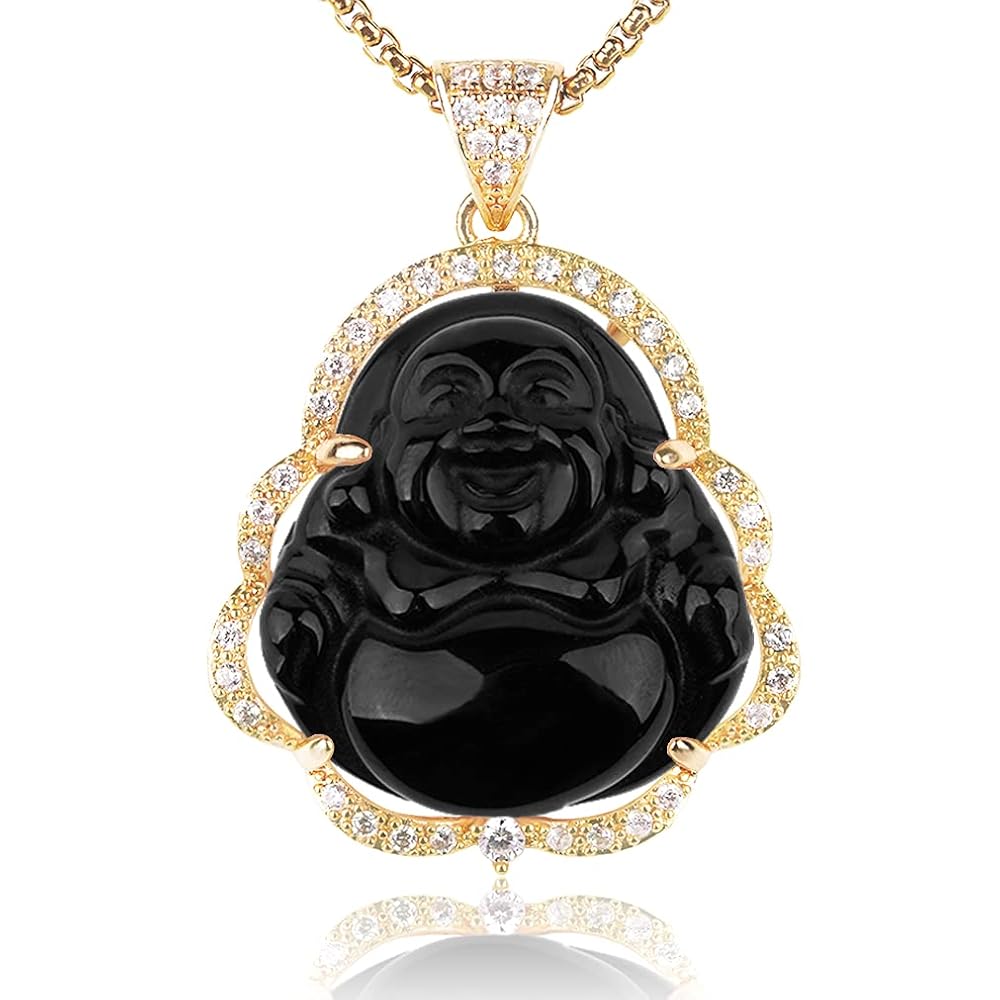 Amazon.com: ASGIFT Lucky Buddha Necklace Black Obsidian