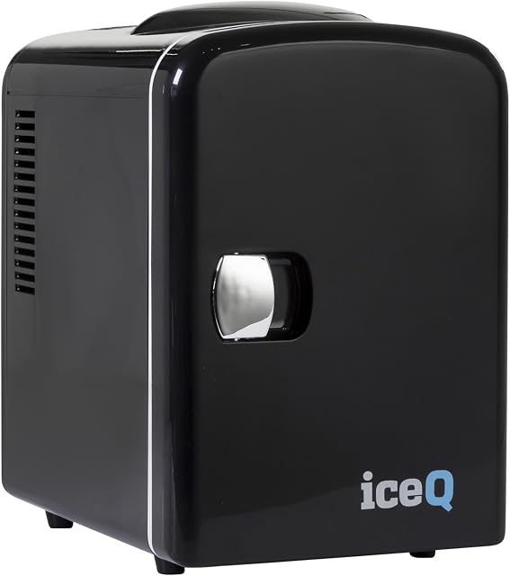 iceQ 4 Litre Mini Fridge in Black for Office & Bedroom | Portable Compact Cooler & Warmer | 4 Litre Capacity | AC+DC Power | Drinks Fridge & Makeup Fridge