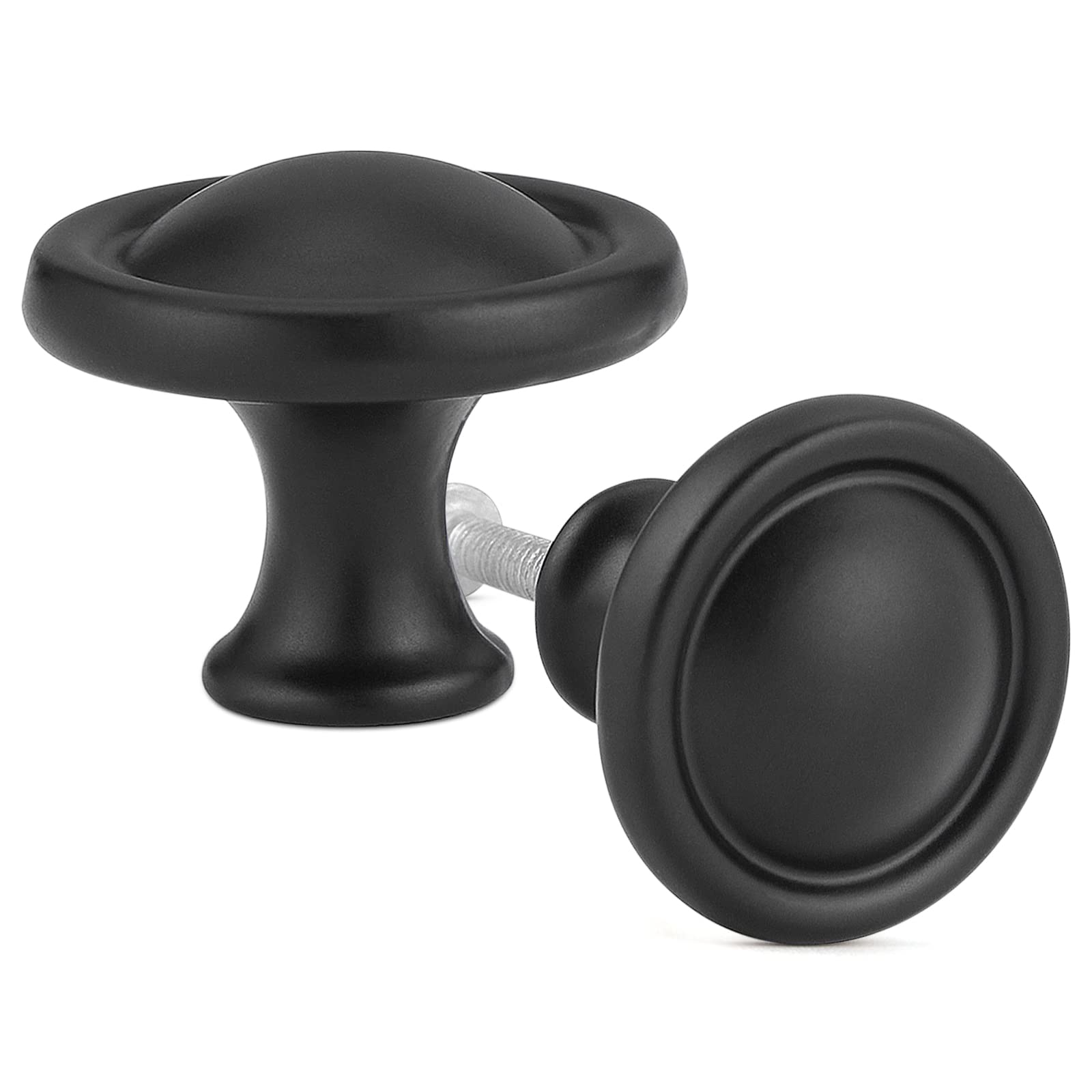 TsunNee16PCS Vintage Cabinet Knobs, Chic Drawer Knobs, Single Hole Kitchen Cupboard Handles, 32mm Round Furniture Door Knobs for Cabinet Drawer Kitchen, Black