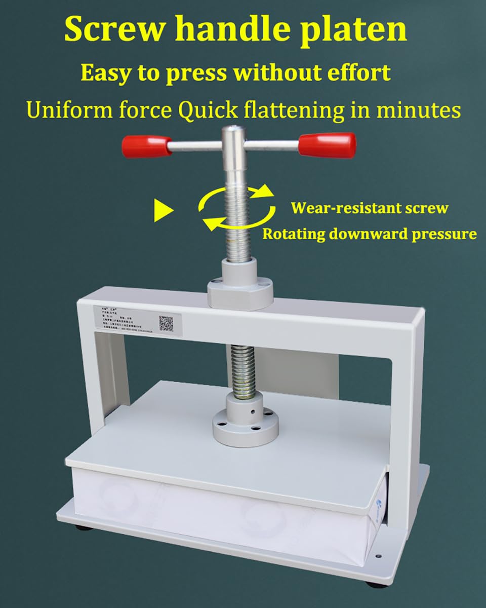 Macchina per pressatura per legatoria, macchina per pressatura carta piana A5/A4/A3, rilegatrice per impieghi gravosi 1500 kg di pressione, macchina per appiattimento manuale di libri, per libri fat