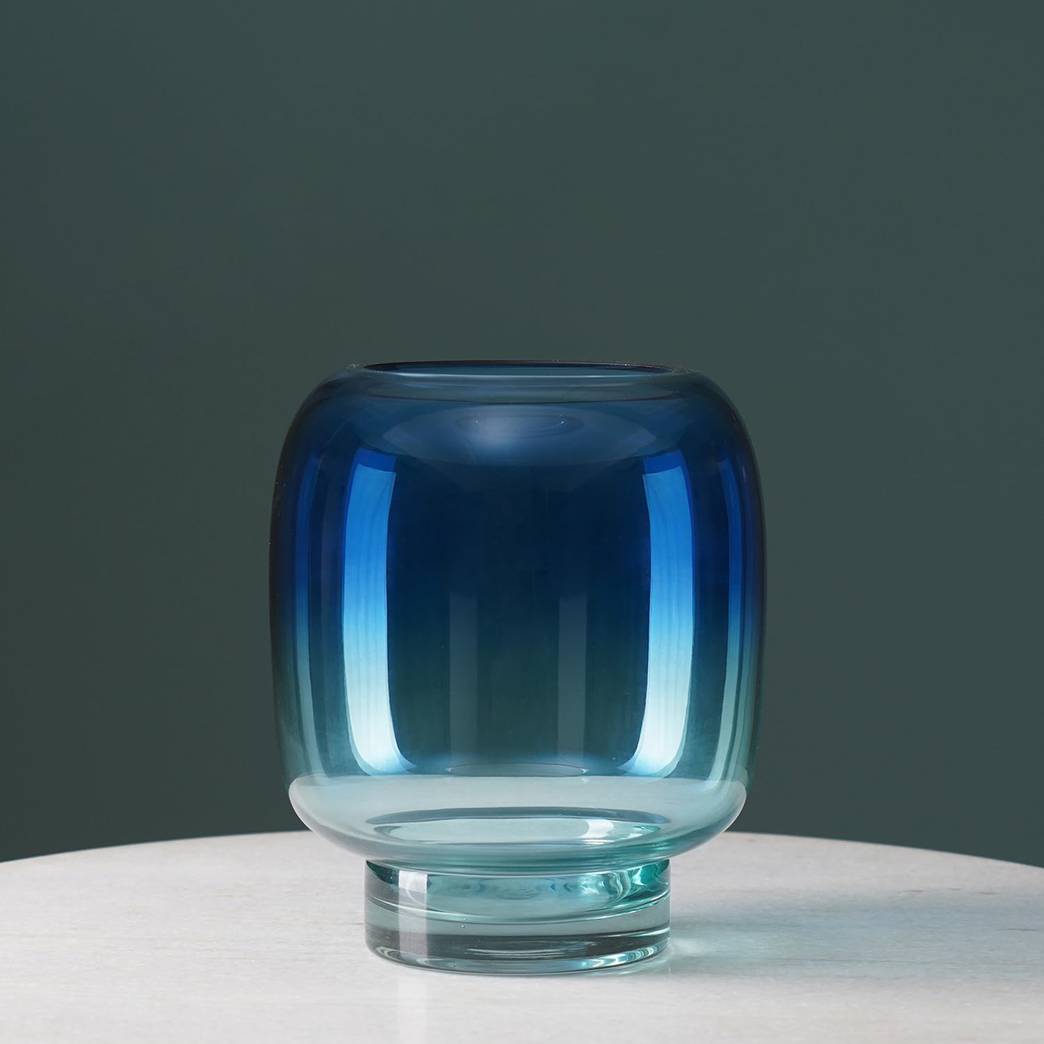 Pure Home + Living Blue Ombre Glass Vase Office Decor Living Room Bedroom Table Top Decorations, Gift, Home Decor, Bedroom, Office (Pack of 1)-image-4