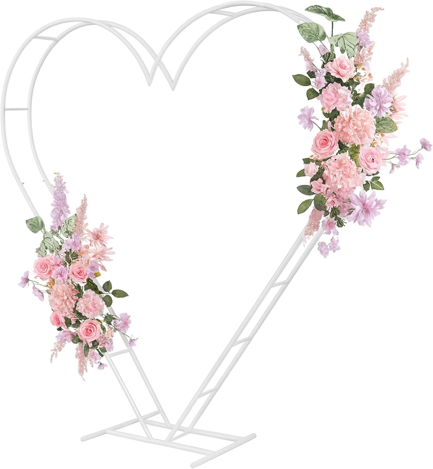 7FT Heart Shaped Metal Arch Frame, Wedding Arch Stand for Ceremony, Large Double Tube Balloon Arch for Wedding Backdrop (White)