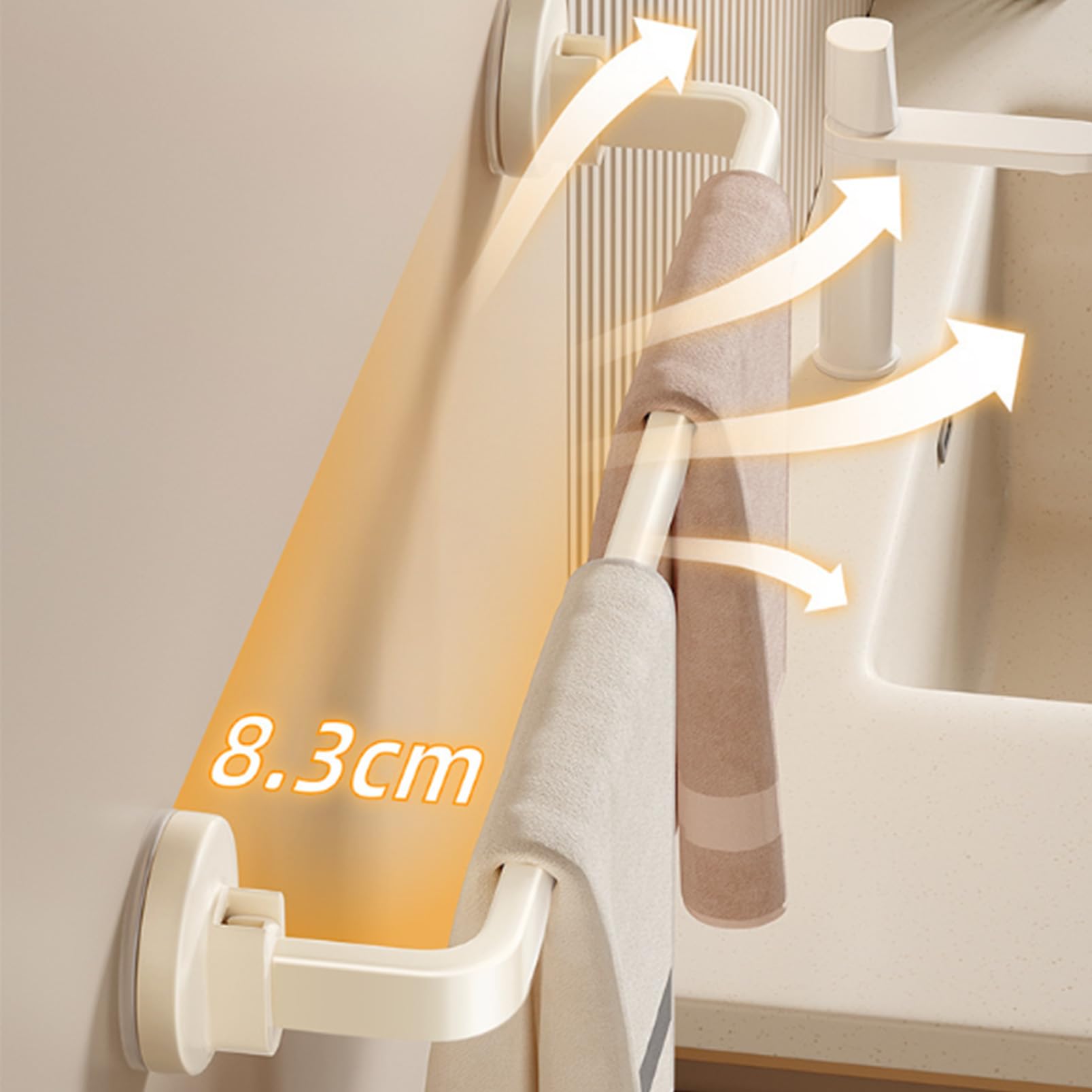 Aluminiowy wieszak na ręczniki bez wiercenia montowany na ścianie uchwyt na ręczniki przyssawka łazienka 30 cm biały wieszak na ręczniki pod prysznic i do kuchni