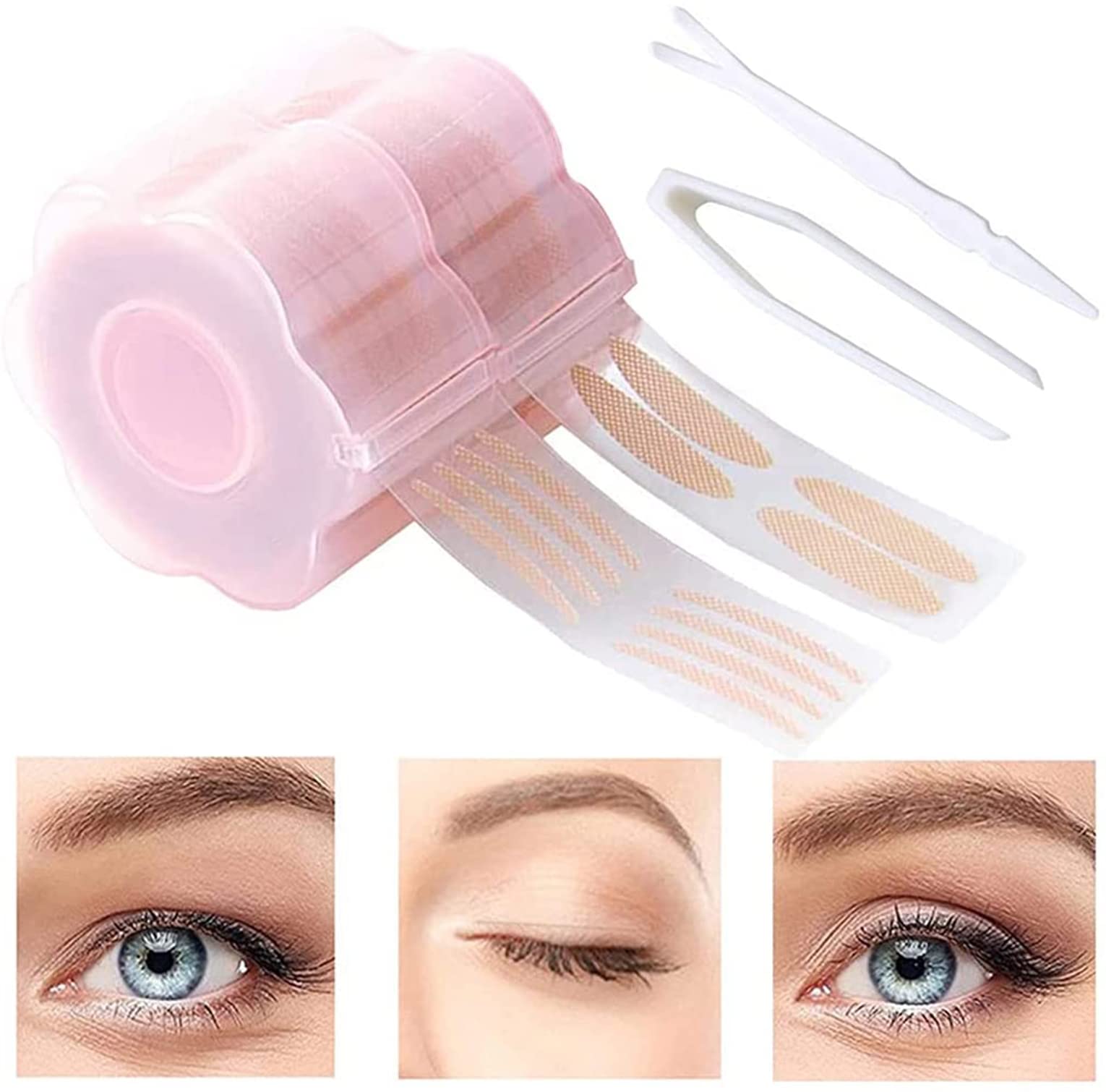ELECDON Eyelid Tape, Invisible Double Eyelid Lift Strips Instant Eyelid Stickers, Self-Adhesive Eye Tapes Fiber for Hooded Droopy Uneven Mono-eyelids, Big Eye Tools with Fork Rods & Tweezers 1200 Pcs