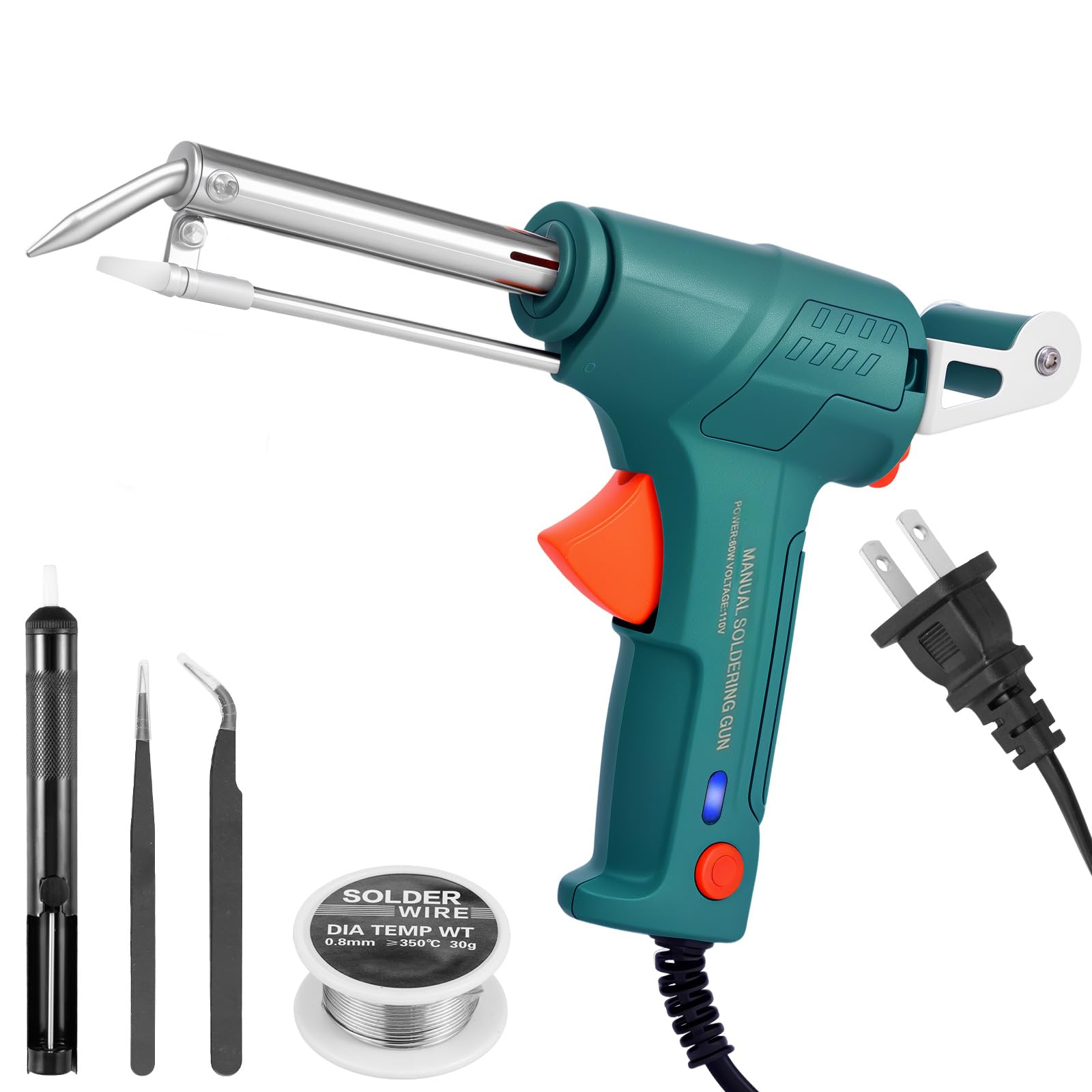 Electric Soldering Iron Kit Portable Solder Welding Tool with Detachable Stand 2 Tweezers for Repair Electronics