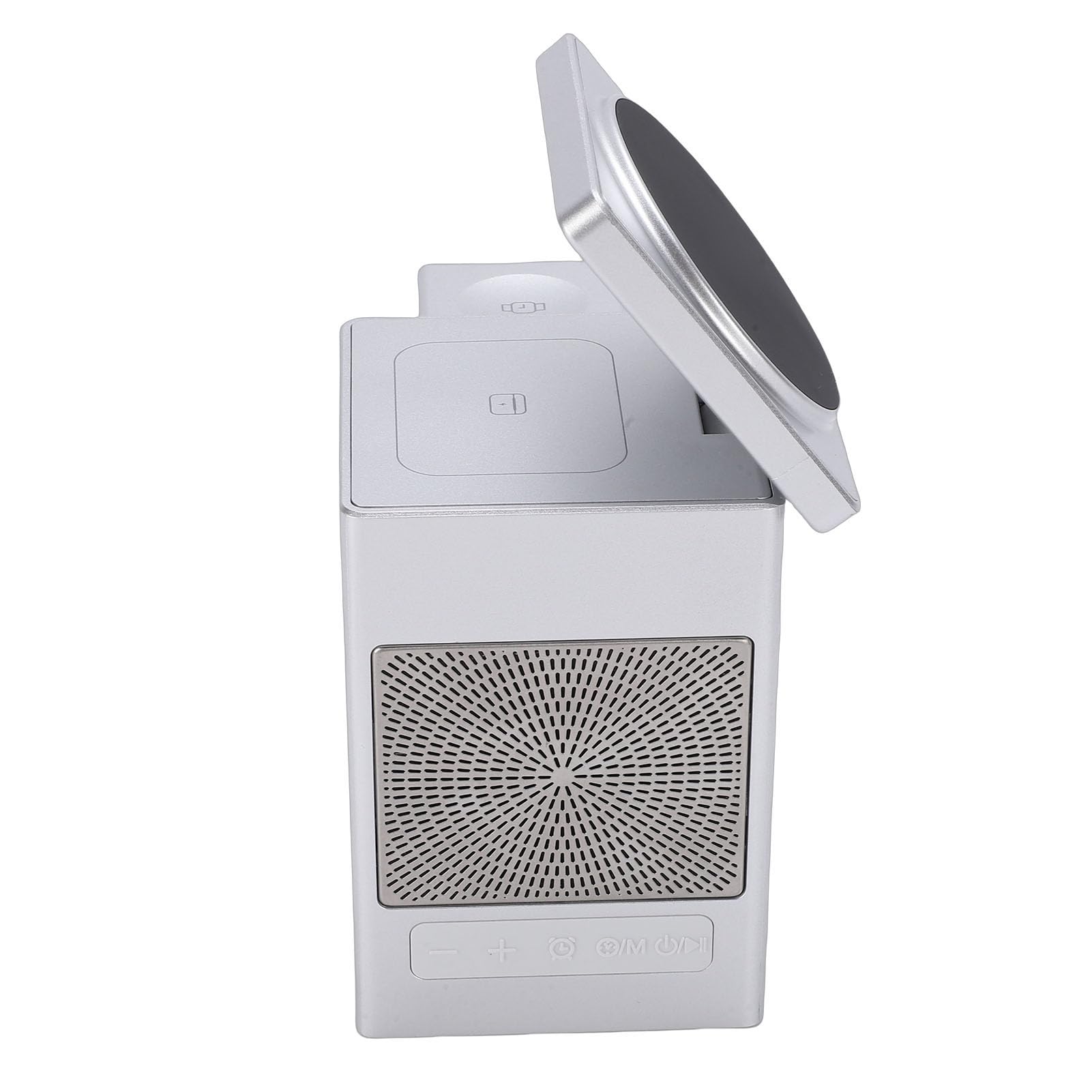 Stazione di Ricarica Wireless Altoparlante Bluetooth Compatto Sveglia Digitale per Ufficio Domestico Grigio