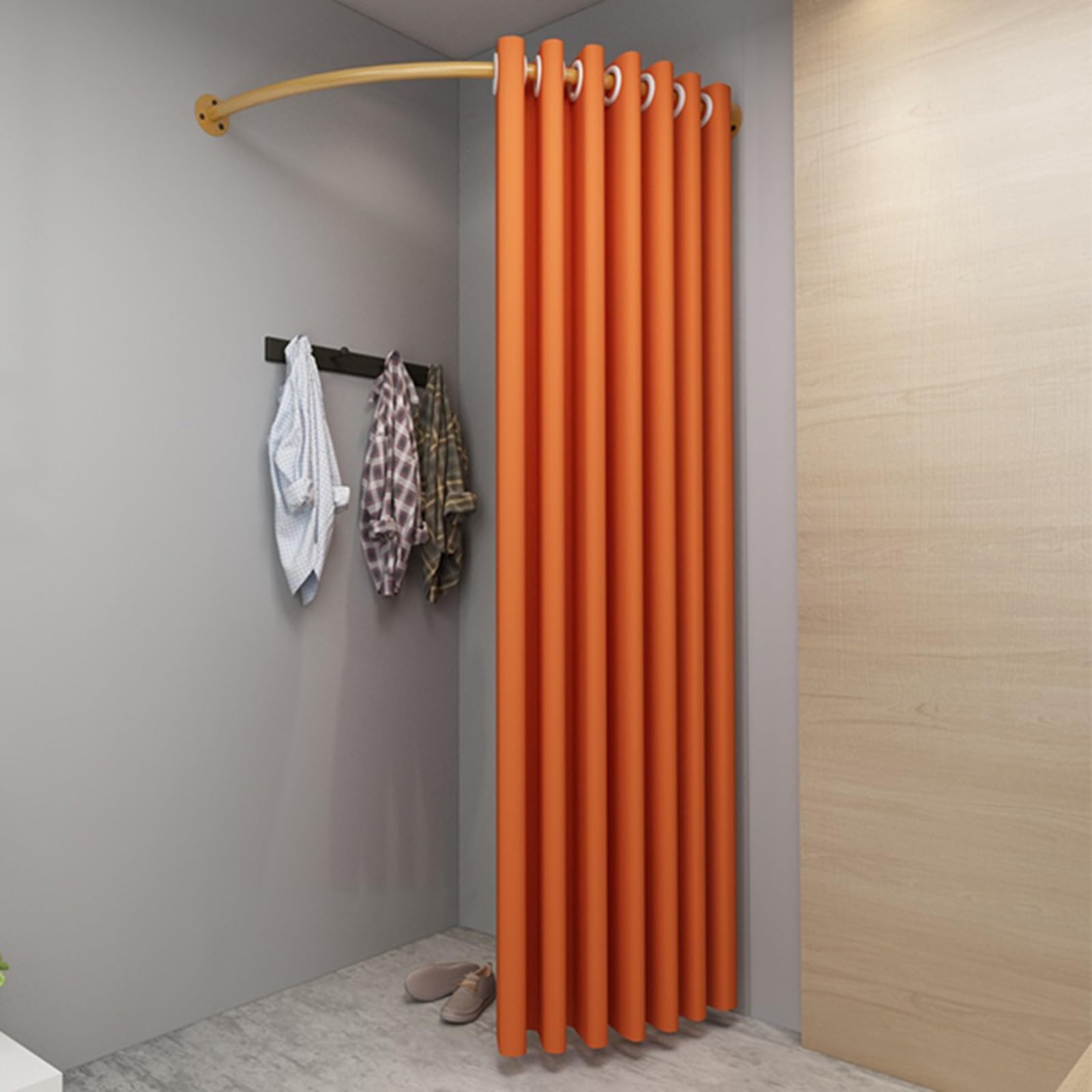 WQPMNYG Simple Fitting Room Cabin Wall-Mounted Clothing Rack with Curtain Perfect for Bridal Shops & Clothing Stores Available in 80/90/100/120CM Stylish Partition Solution