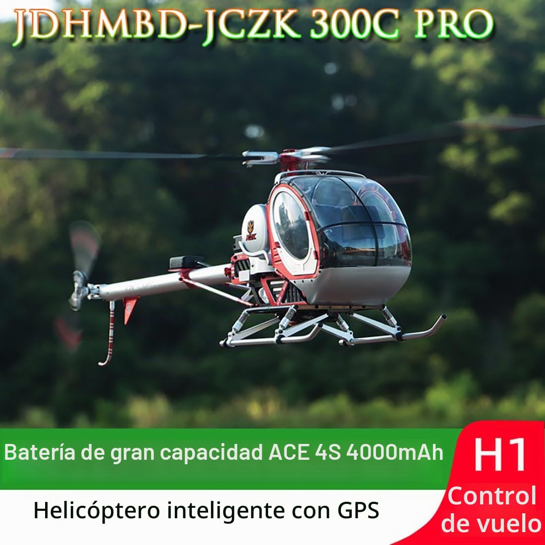 Helicópteros RC para adultos, JCZK 300C PRO 2.4G 12CH Flybarless RC Helicóptero modelo con control de vuelo inteligente H1 y posicionamiento GPS (versión RTF)