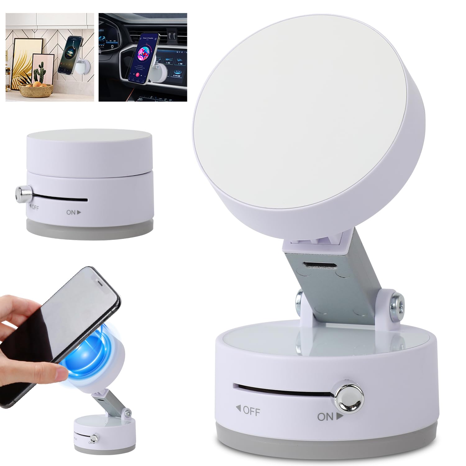 Vacuum Magnetic Suction Phone Holder 2025 New Suction Phone Mount Foldable and Retractable Double-Sided Magnetic Phone Holder Folding