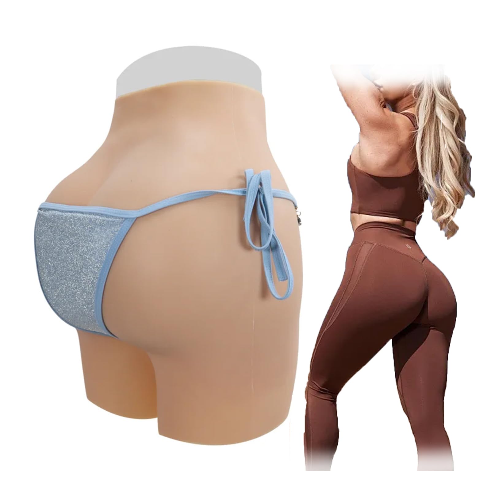 FSYH Majtki Silikonowe Szorty KontrolująCe PośLadki I PośLadki Majtki WyszczuplająCe Biodra Push-Up dla OsóB TranspłCiowych,Brown,hip1.2cm