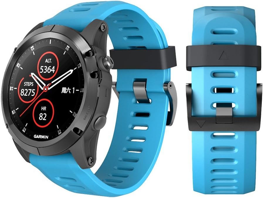 ANCOOL Compatible with Fenix 3 Bands 26mm Width Soft Silicone Watch Bands Replacement for Fenix 3/ Fenix 3hr/Fenix 5X/Fenix 5X Plus/Fenix 6X/Fenix 6X Pro/Fenix 7X Smartwatches (Blue)