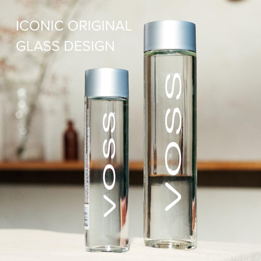 VOSS Agua sin gas, paquete de 24 botellas de vidrio originales VOSS de 375 ml, agua mineral natural