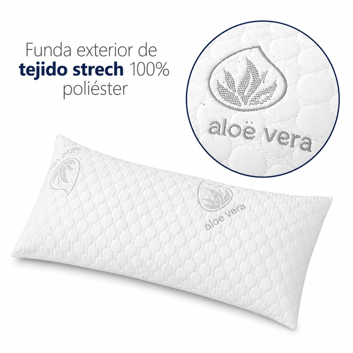 ACCRUX-Almohada de Copos Viscoelásticos, Firmeza Media, Transpirable,Tejido Aloe Vera Suave, Ergonómicas,Termorregulable Adaptable al Cuello. (90cm Pack 2)