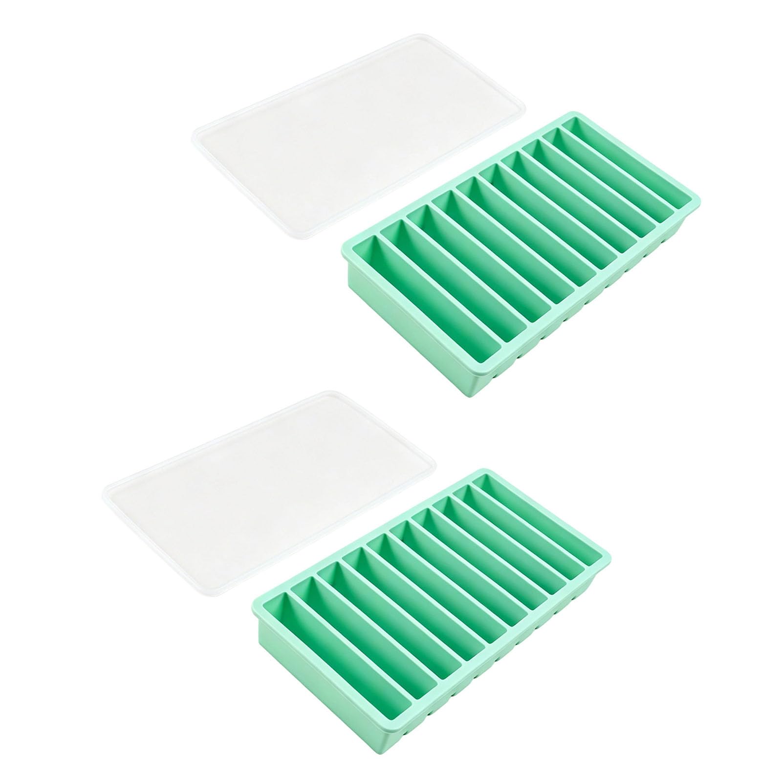 Tsophreniq 10 Slot Long Mold Crafted From Flexible Silicone Includes Protective Cover Prevents Freezer Odors Long Ice Molds