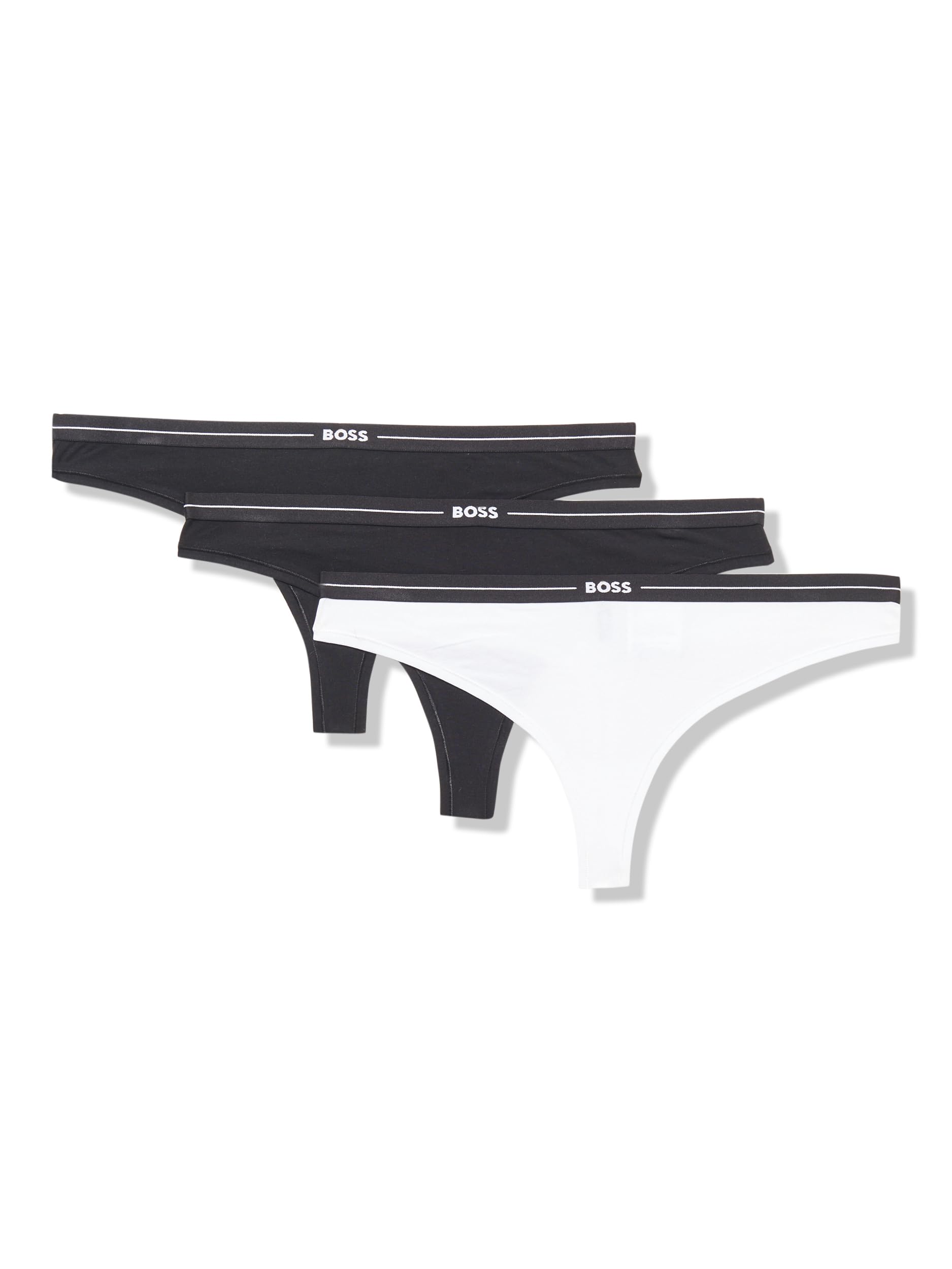 BOSS Culotte Tanga pour Femme, Noir/Blanc/Cassis, L