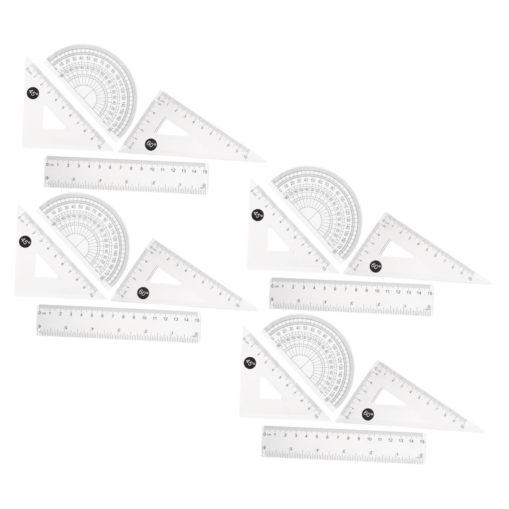 TEHAUX 20sätze Teiliges Geometrie Zeichnungsset Mit Transparenten Linealen Dreieckslineal Und Messwerkzeugen Für Schule Büro Und Zuhause Für Studenten Und Designer