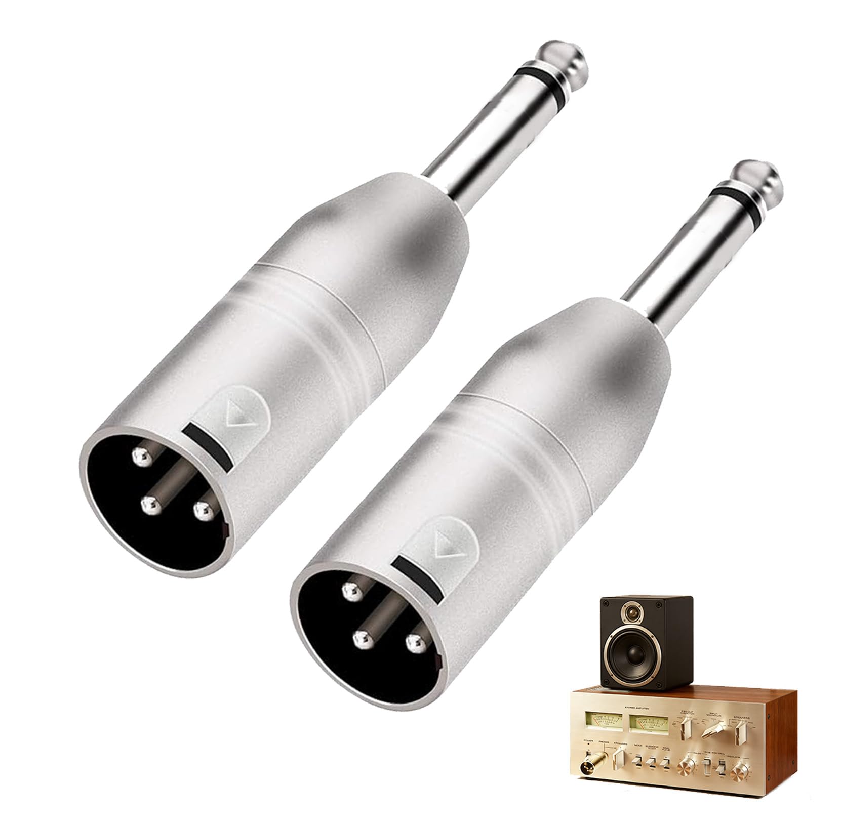 Maoggha 2 Piezas Adaptadores de Audio TRS de 6,35 MM, Adaptadores XLR a Jack de 6,35 mm, Câble Adaptateur Jack, Macho Adaptador, Compatible para Micrófono, Altavoz (Stereo) — view 8