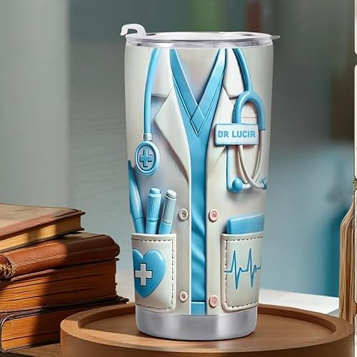Medical Appreciation Design With Stethoscope - Personalized 3D Effect Tumbler, DOCTOR Medical Tumbler, Gift for Doctors Medical Student Gifts for Men, Doctor's Day Md Graduation Gifts for Graduates