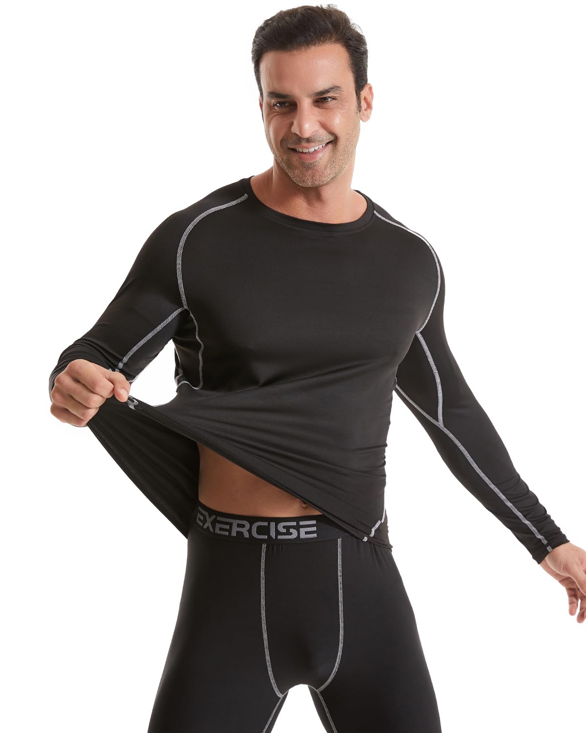 5,6er-Pack Herren-Kompressions-Shirts, langärmelig, Rashguard, Workout, Unterhemd, Baselayer, athletisches Shirt