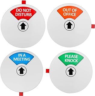 Kichwit Privacy Sign, Do Not Disturb Sign, Out of Office Sign, Please Knock Sign, In a Meeting Sign, Office Sign, Conference Sign for Offices, 5 Inch, Silver