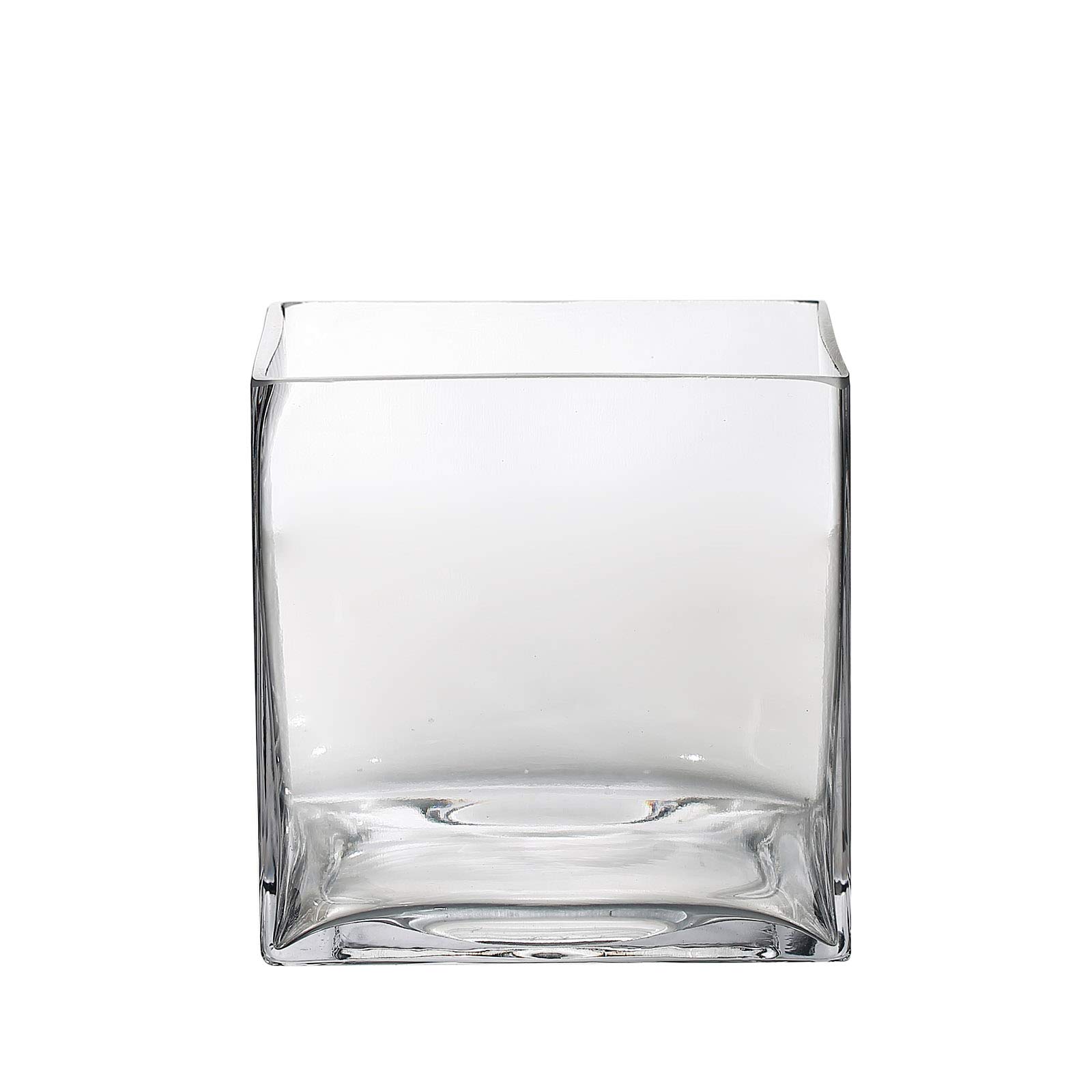 6 pcs 6-Inch Tall Clear Glass Cube Vases for Wedding Centerpieces | 6 Inches Planter Flowers Container for Party Event Home Decorations Cheap Bulk