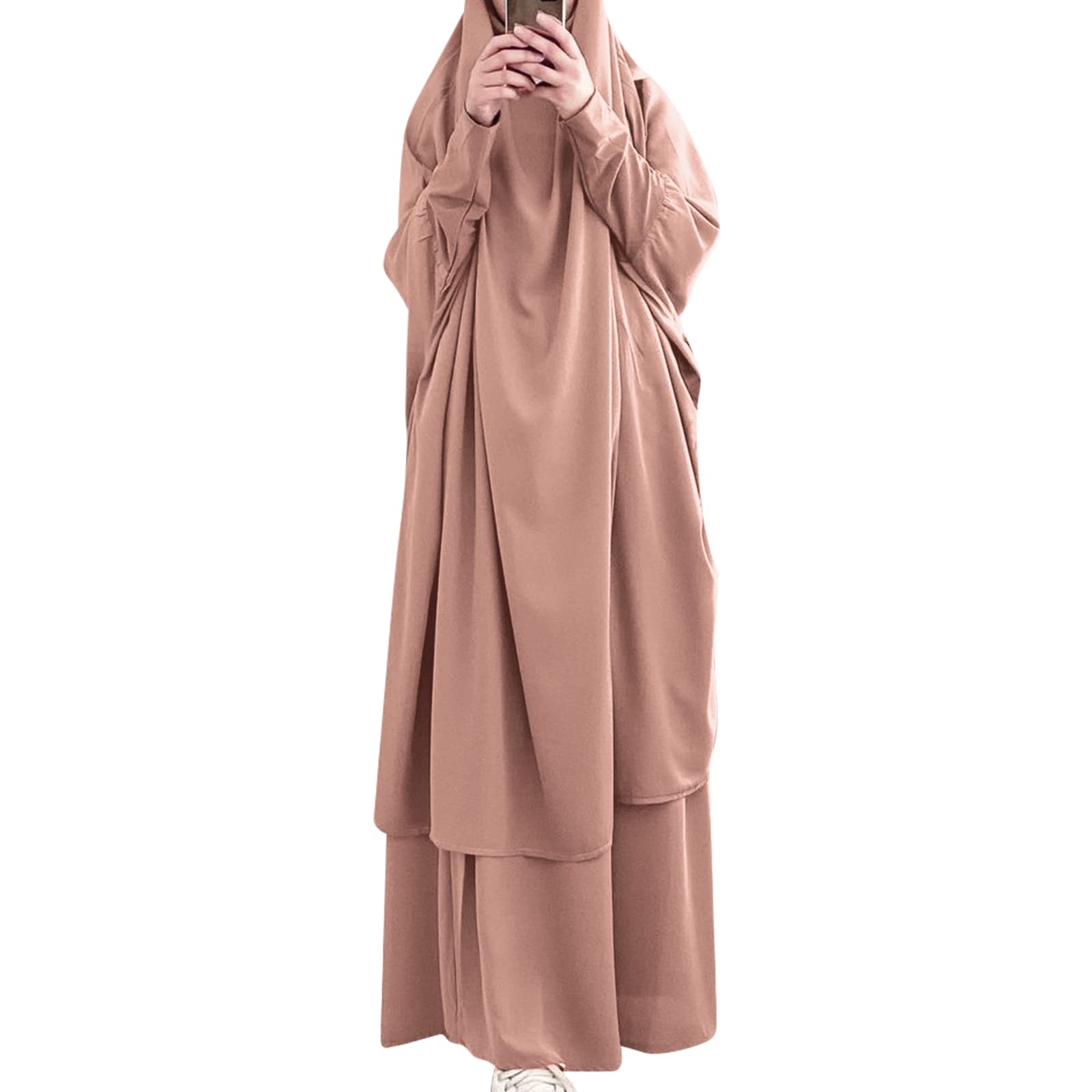 Prayer Clothes for Muslim Women Islamic Abaya Suit Maxi Skirt + Khimar Hijab 2pcss Burka Jilbab Kaftan