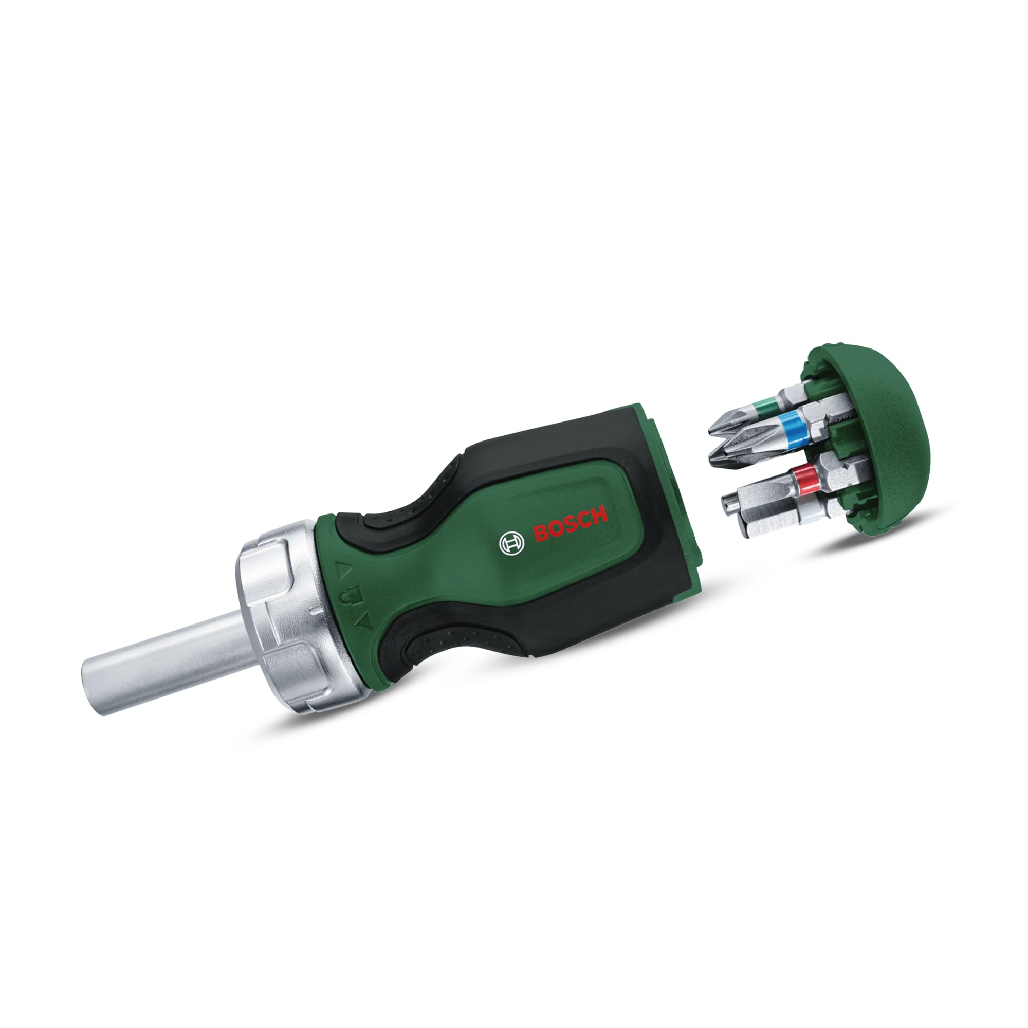 Stubby Ratchet Screwdriver with 6 bits
