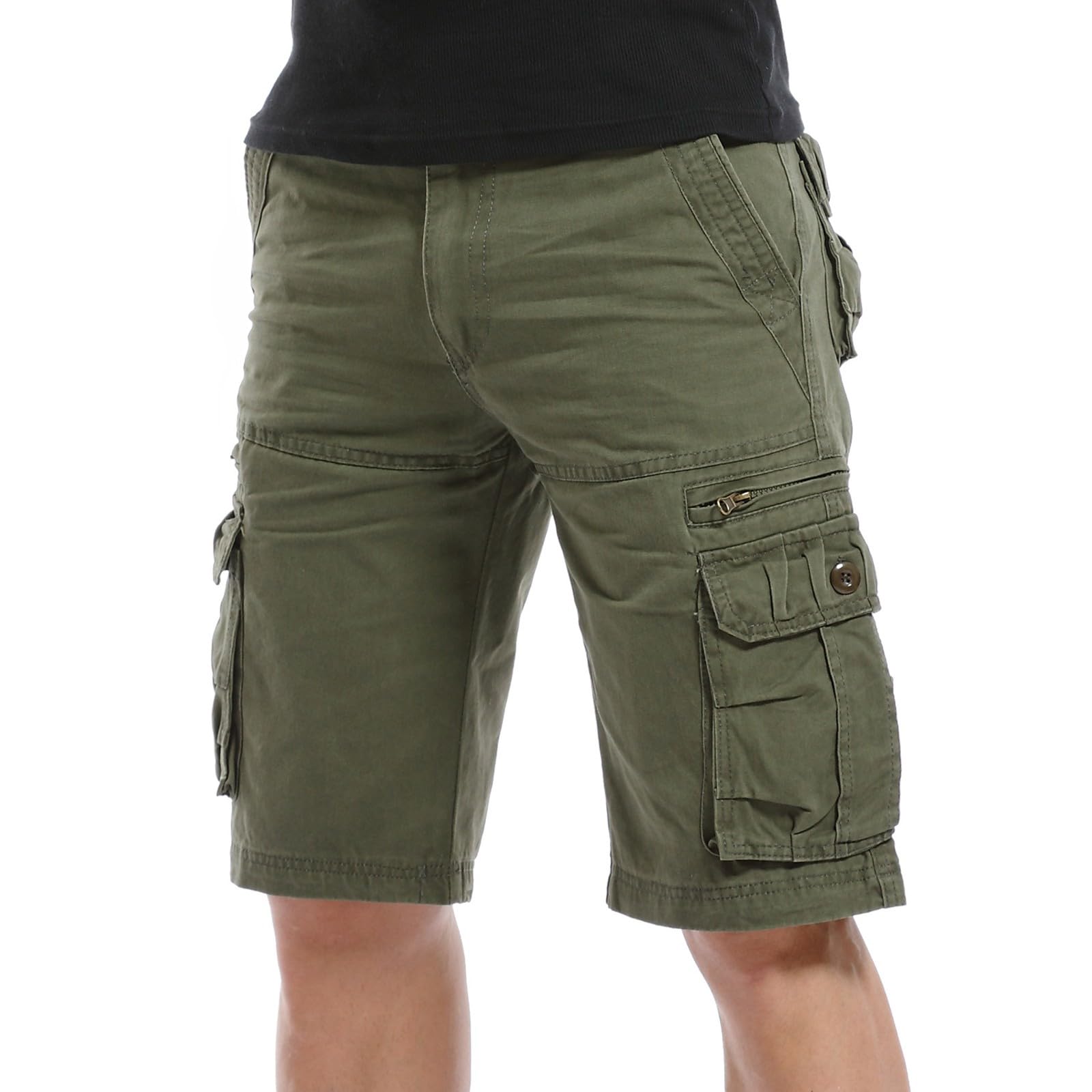 Pantalones cortos cargo pesados para hombre, pantalones cortos capri con múltiples bolsillos para hombre, ajuste relajado, pantalones cortos de trabajo al aire libre, pantalones cortos tácticos
