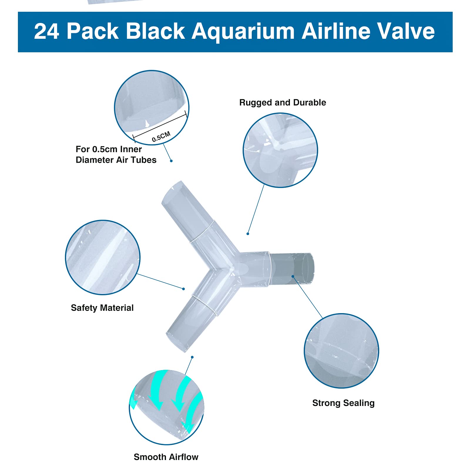 Waycreat 24 pcs 4mm Transparent Aquarium Airline Tubing Connectors Plastic Inline Valve, M4-24pcs - Image 3