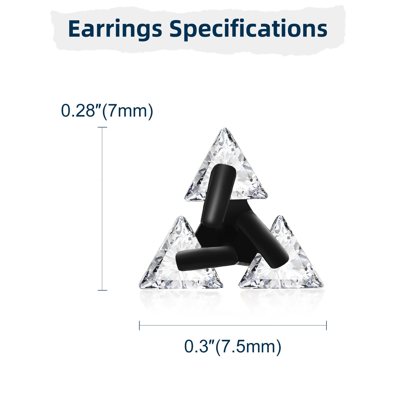Unisex Geometric Triangle Stud Earrings, Stainless Steel Minimalist Cubic Zirconia Pierced Post Earrings for Men Women