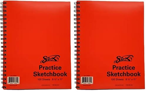 Sax -457568 Cuaderno de bocetos de práctica en espiral - 8 1/2 x 11 pulgadas - 100 hojas por bloc - Blanco (paquete de 2)