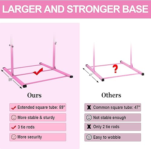 Miniatura 8 de SHIWEI Barra de entrenamiento de gimnasia, altura ajustable, barra horizontal de 3 pies a 5 pies para niños
