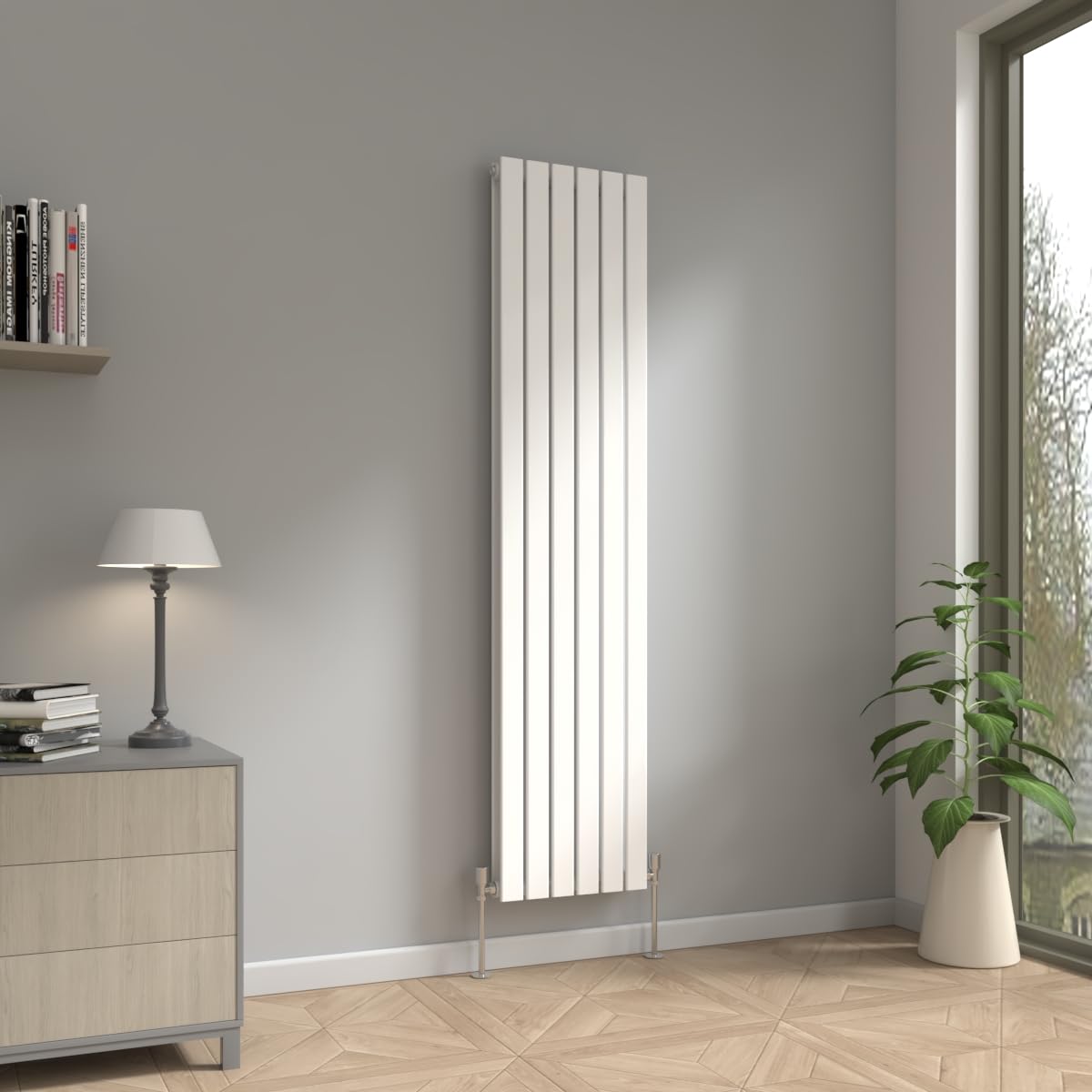 NRG 1800 x 408mm Vertical Radiator Gloss White Double Modern Flat Panel Bathroom Central Heating Heater Radiators