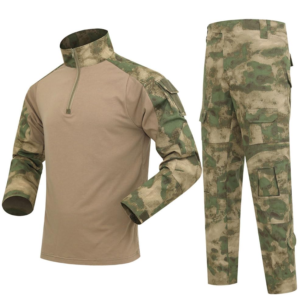 Tarnanzug Herren Airsoft Paintball Tactical Shirt und Combat Shirt Taktische Hose Softair Uniform Set Militär Anzug Männer Outdoor Camouflage Jagdbekleidung