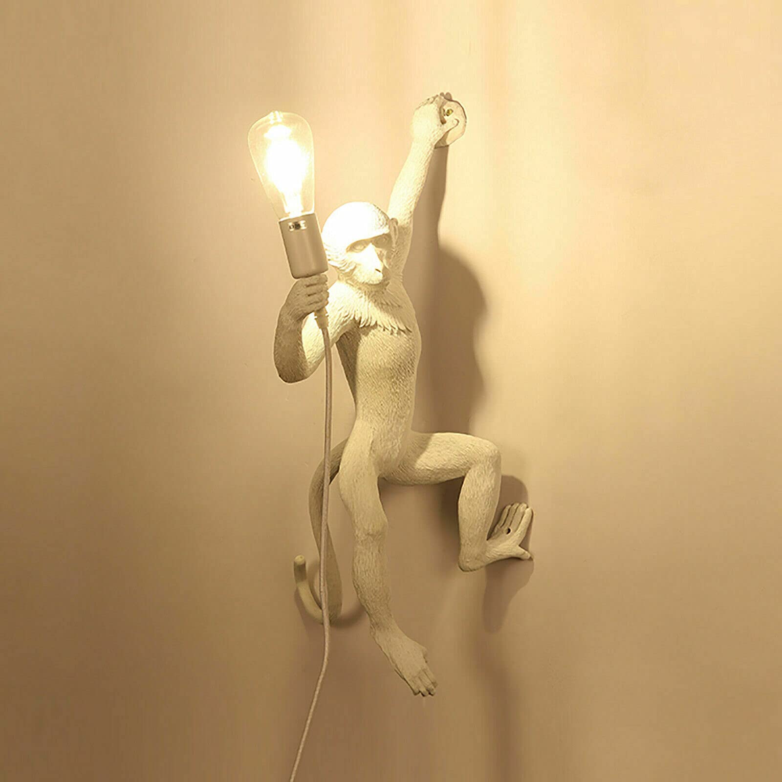 White Monkey Chandelier Creative Chandelier Lamp Loft Retro Monkey Wall Lamp Industrial Retro Chandelier E27 Restaurant Living Room Bedroom Bar Cafe