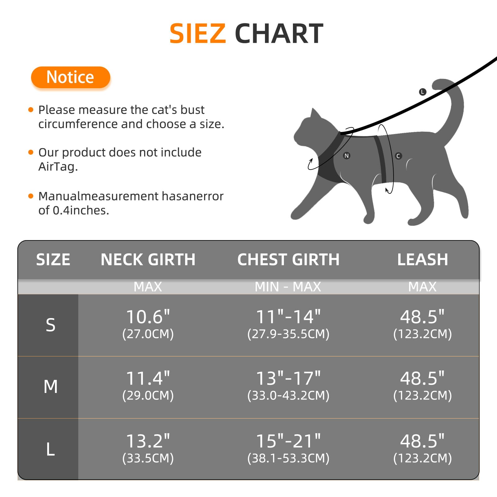 AirTag Katzengeschirr und Leine zum Spazierengehen, integrierte Katzenweste mit 100% wasserdichtem Airtag-Halter, ausbruchsicher, reflektierend, verstellbar, mit Apple Air-Tag-Hülle für Katzen,