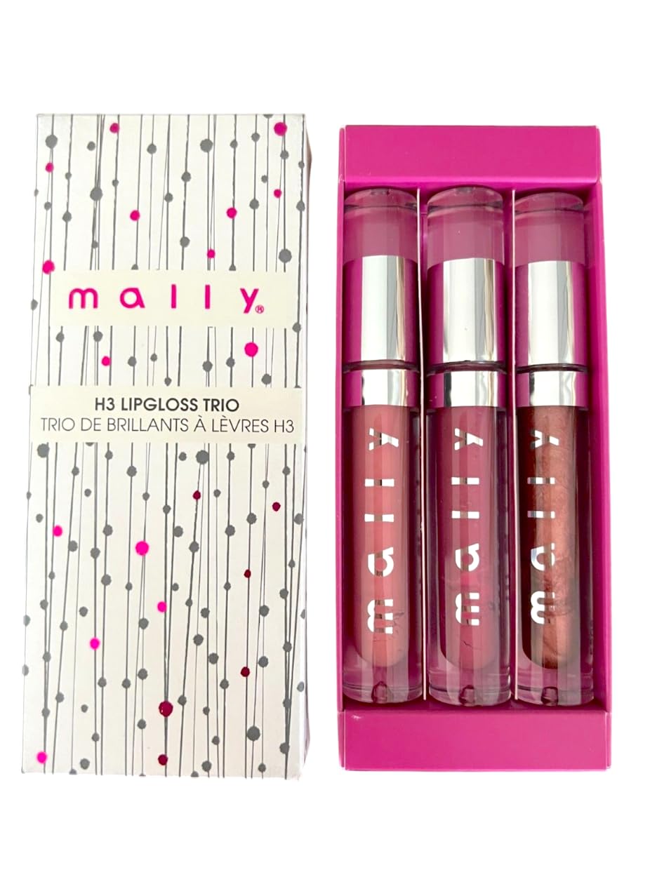 H3 Lip Gloss Trio Gift Set - High-Shine Hydrating Lightweight - Shimmering Nude, Orchid Berry, Pink Daisy