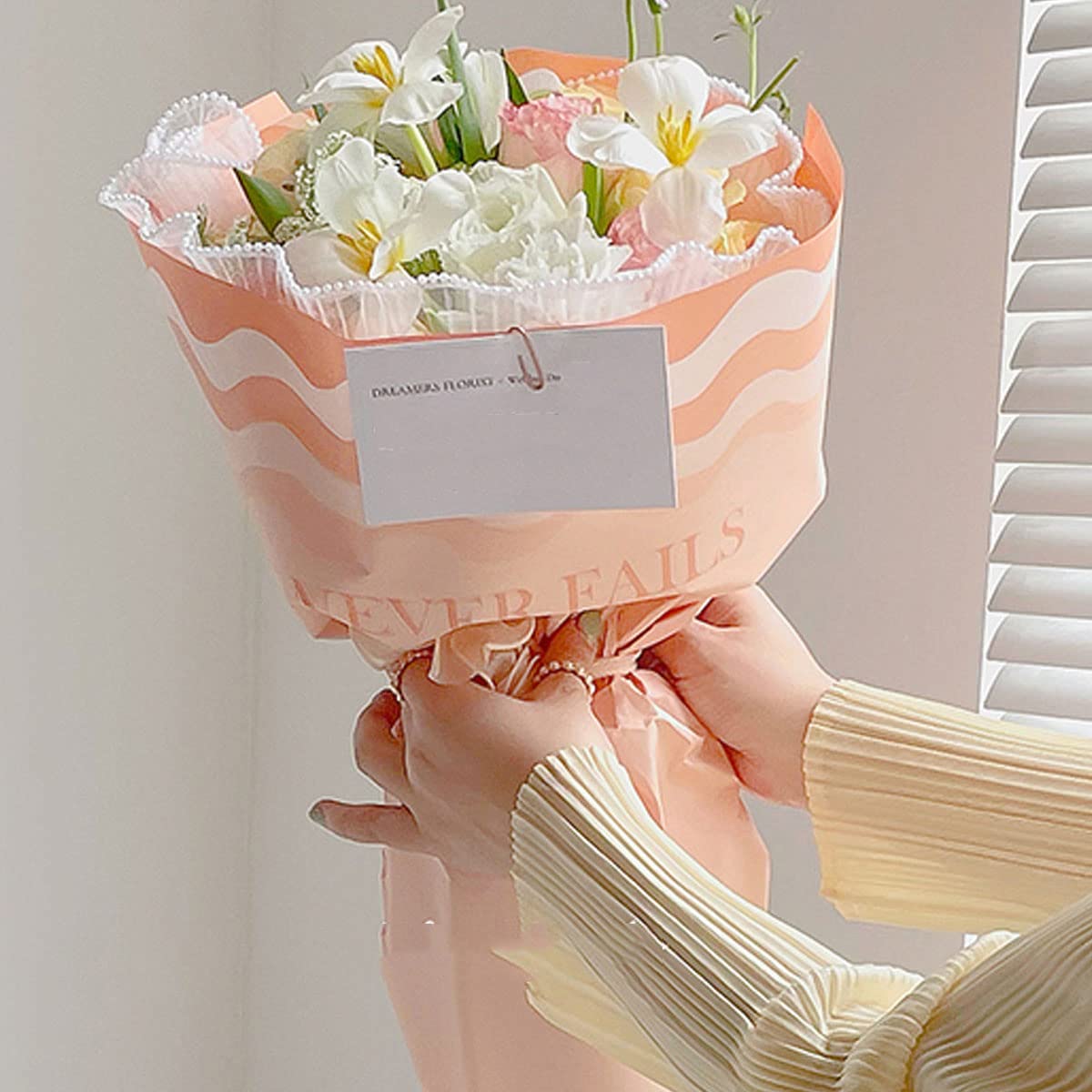Papier kwiatowy na bukiety, papiery do pakowania kwiaty opakowania na prezenty papier kraftowy kwiaciarnia papier do pakowania bukiet dla majsterkowiczów bukiet róż ślubnych(Size:Rose Pink)