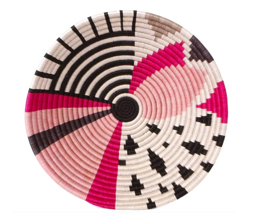 Rwanda African Handmade Woven, Wall Hanging pink Viola Mwiza (12" x 3")