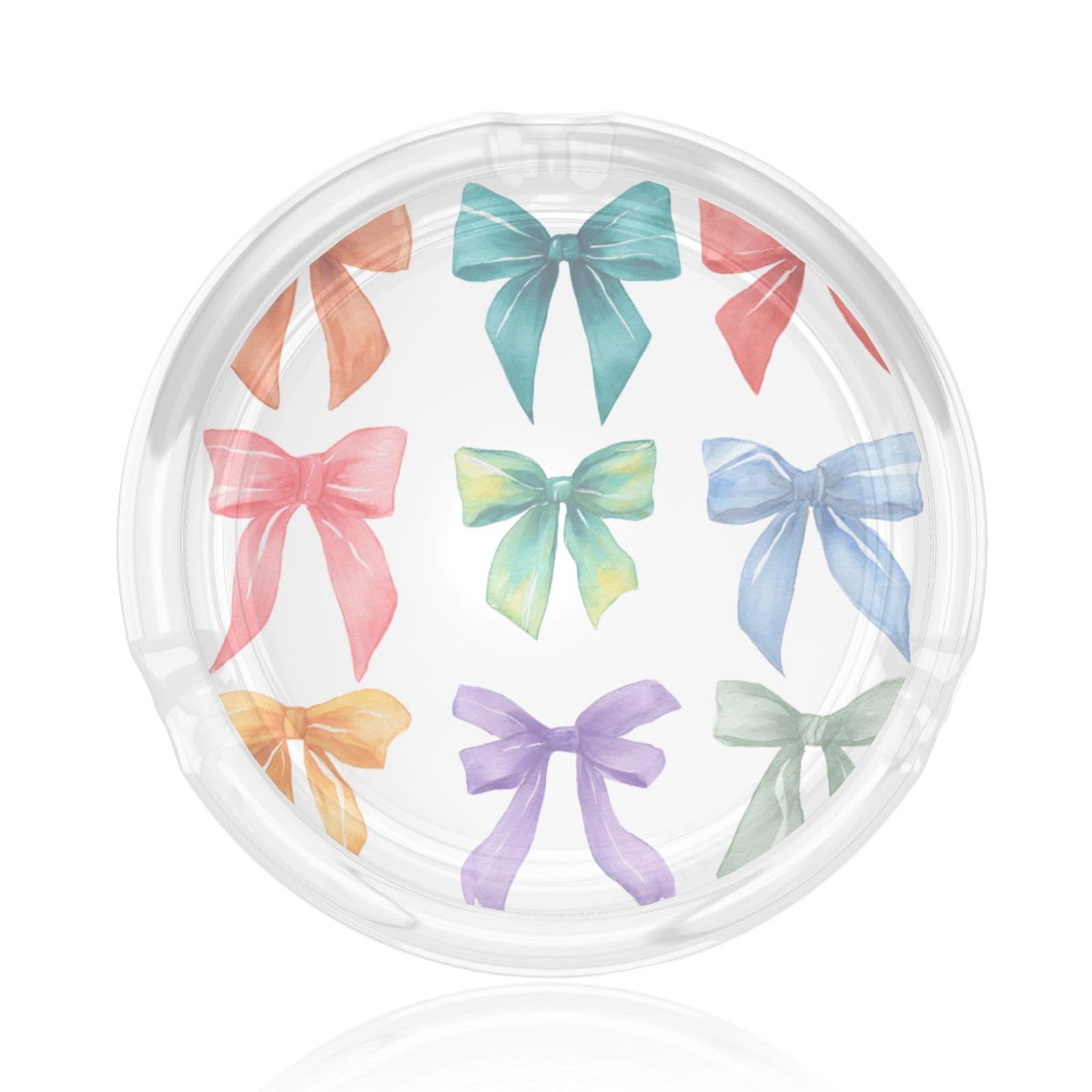 Cute Watercolor Coquette Bows Colorful Glass Ashtray For Cigarettes Ash Trays Case For Home Office Decor