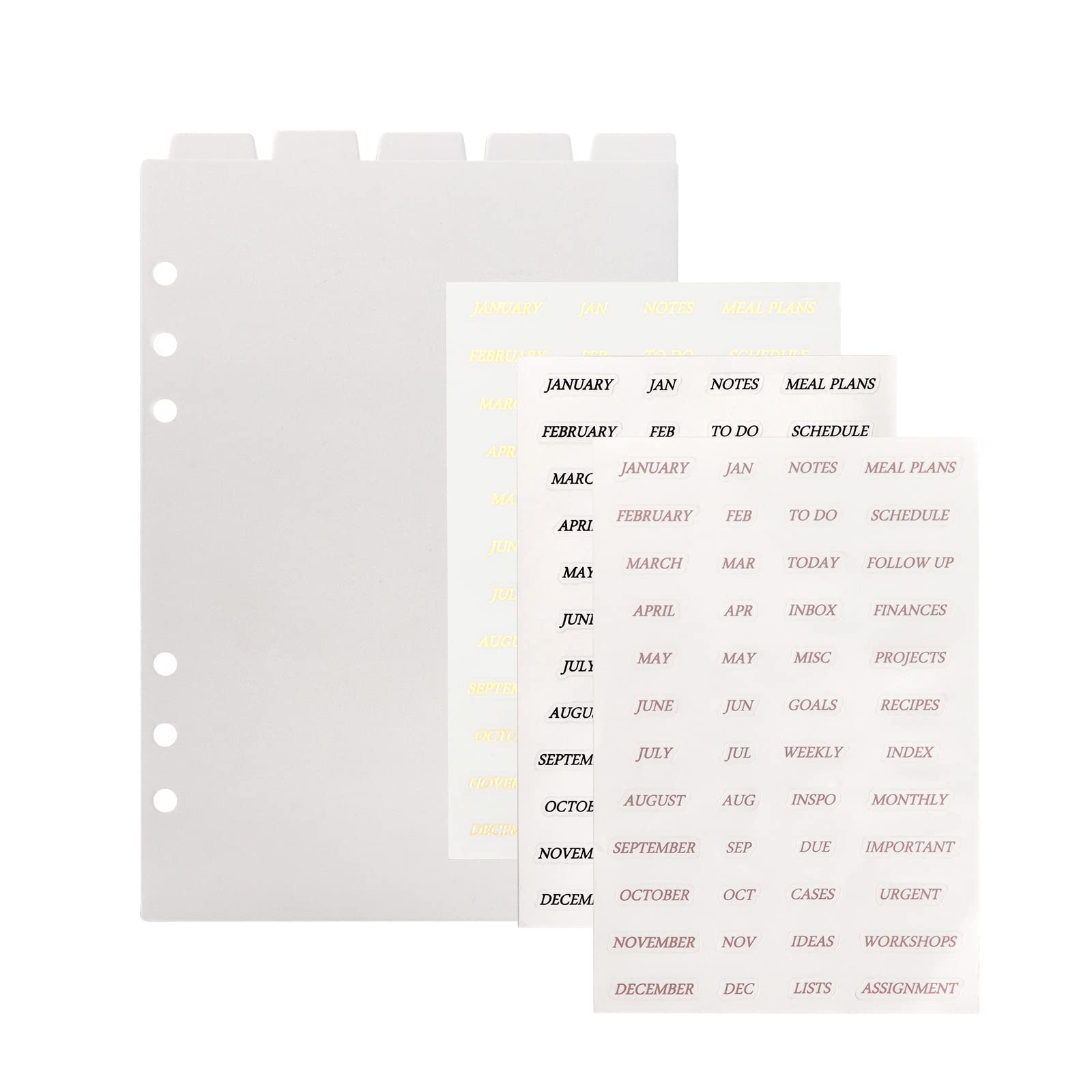 Photo 1 of Multibey A5 Binder Dividers with Vertical Tabs and Sticker Labels, 6-Ring A5 Plastic Binder Index Dividers Translucent Set of 5 (1 Set of Vertical Tabs + Tab Stickers)