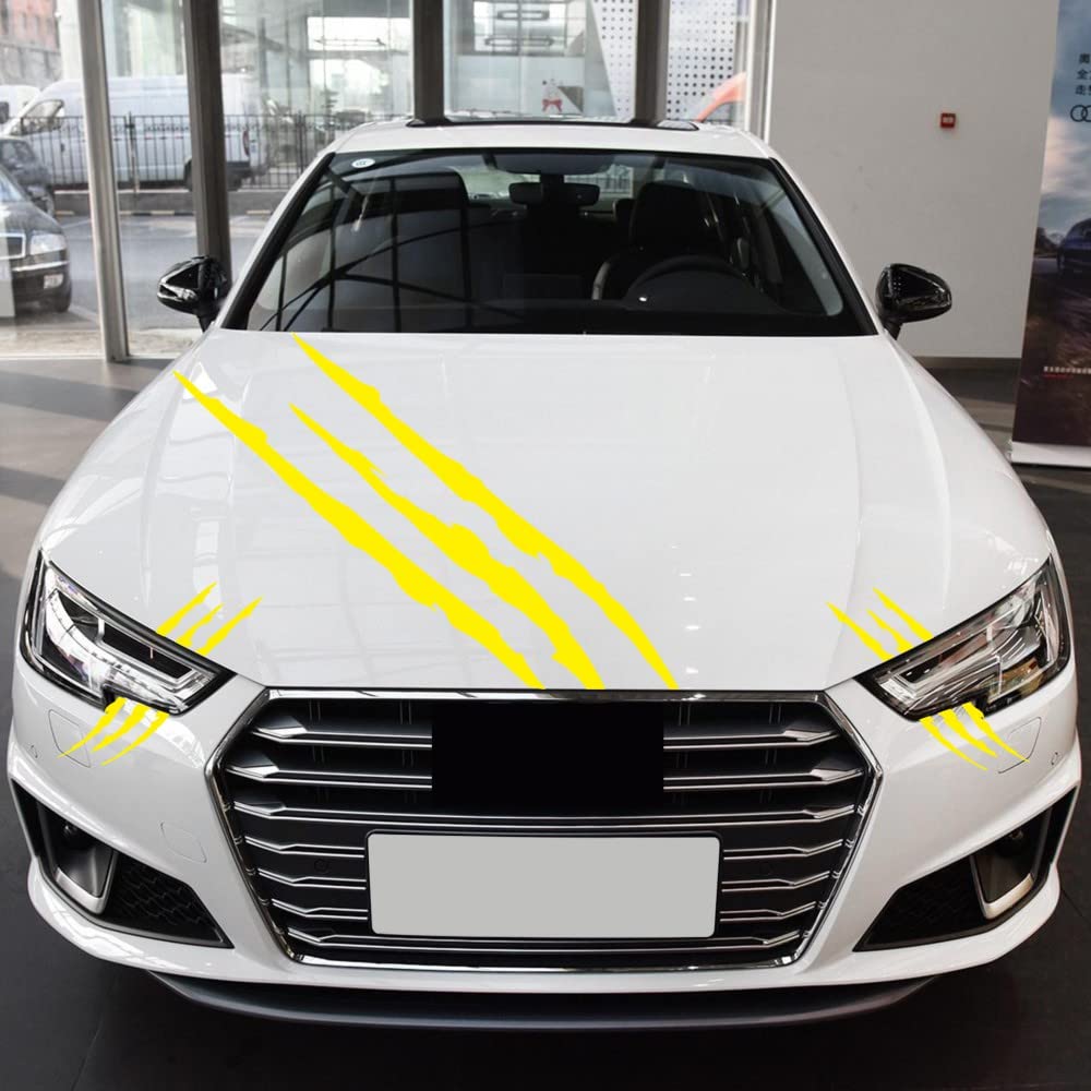 Claw Mark Car Decals, 3‑Pack Scratch Cover Stickers for Hood Headlight