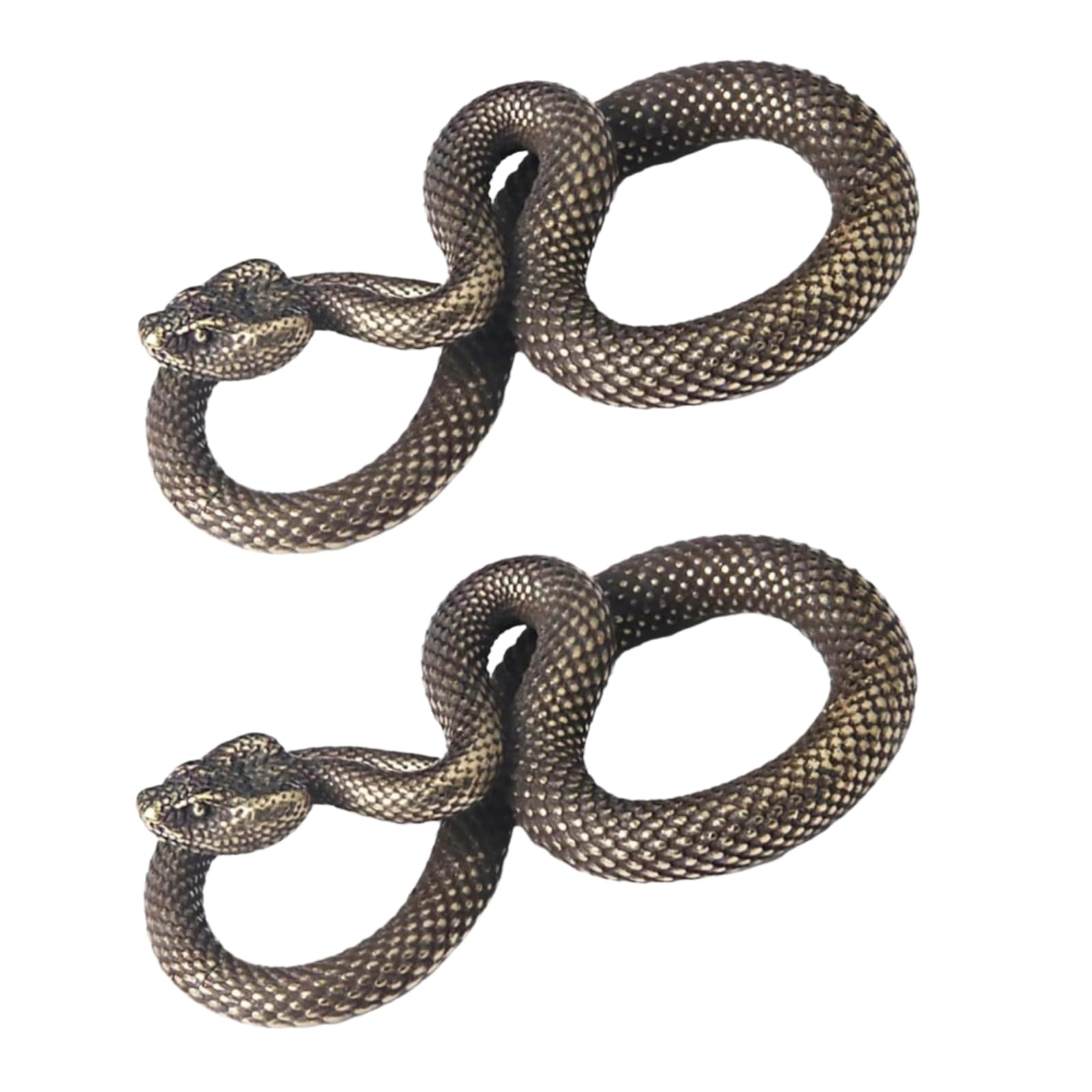 Pchnfei 2Pcs Bronze Snake Figurine Decor High Simulation Fantasy Brass Vintage Style Snake Statue for Office Snake Sculpture for Desktop, Bronze,Men's Pendants,Men